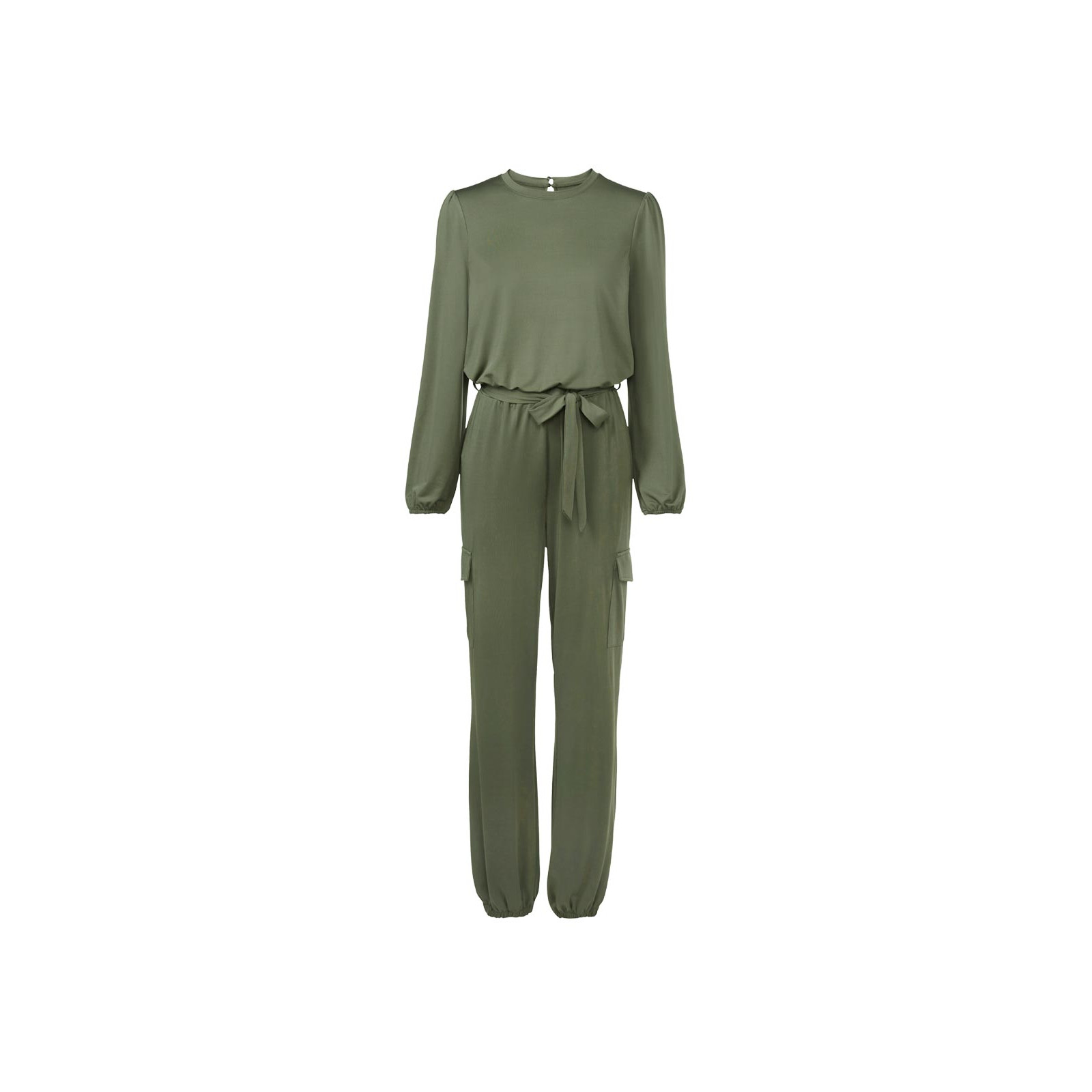 Jersey jumpsuit with cargo-pockets khaki