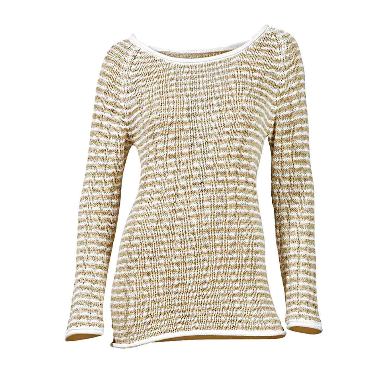 Ribbon yarn sweatshirt white-beige