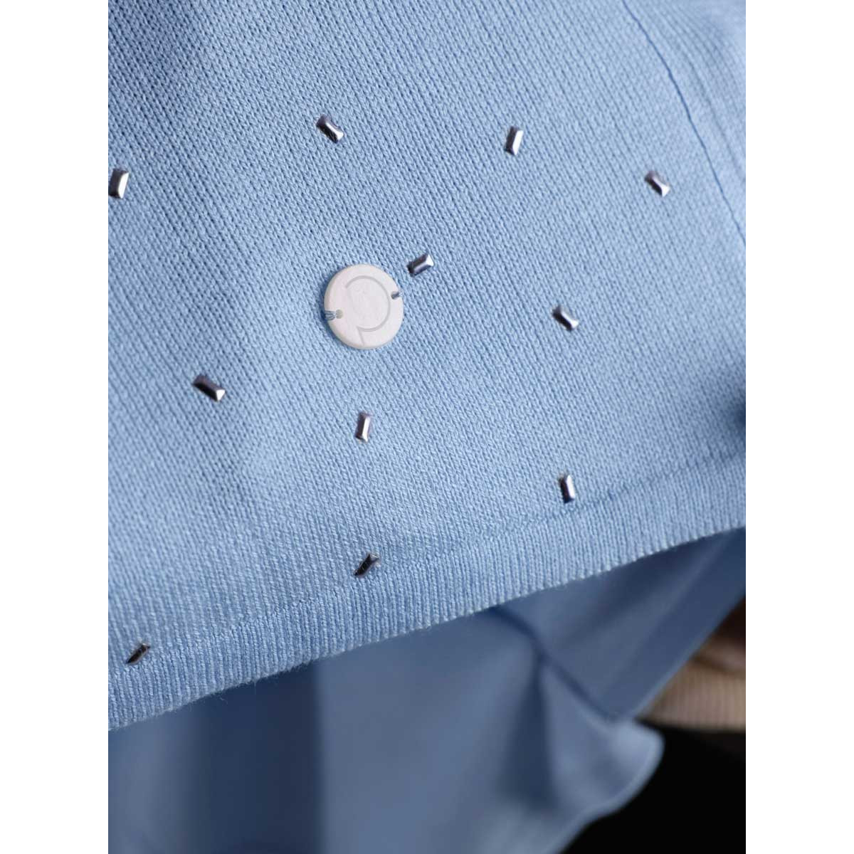 Lyocell-Mix-Strickjacke m. Glitzersteinchen hellblau