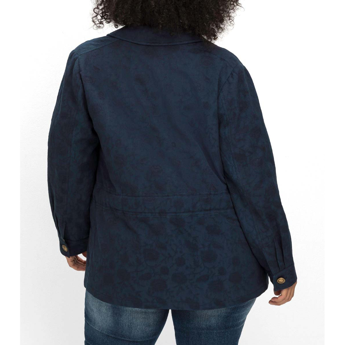 Leinen-Jacquardjacke m.Binderband marine
