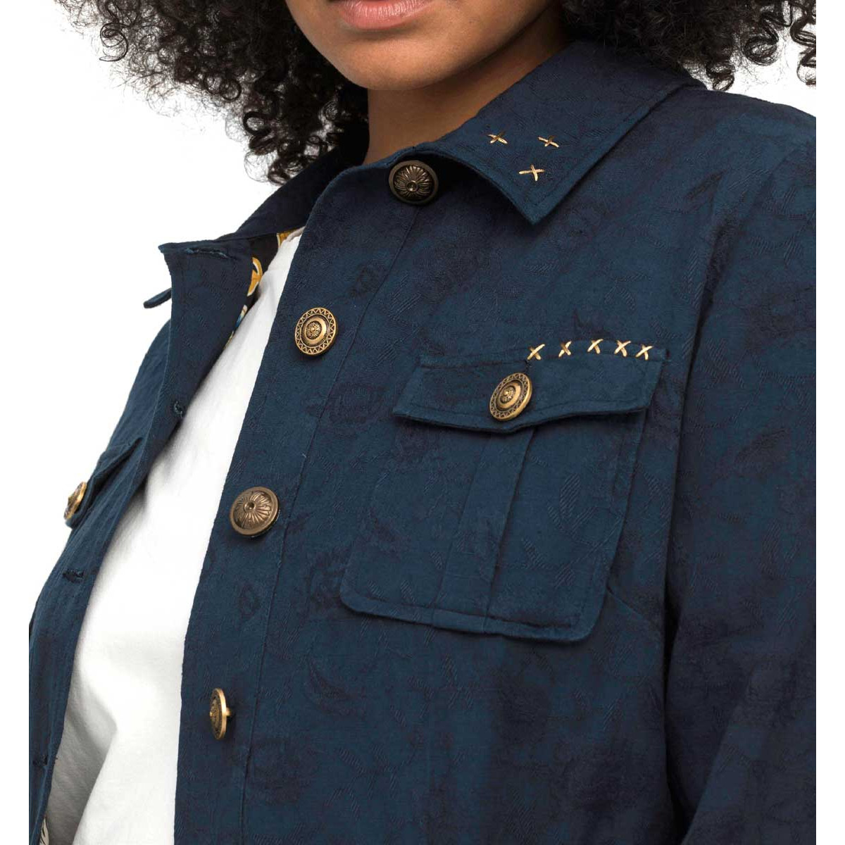 Leinen-Jacquardjacke m.Binderband marine