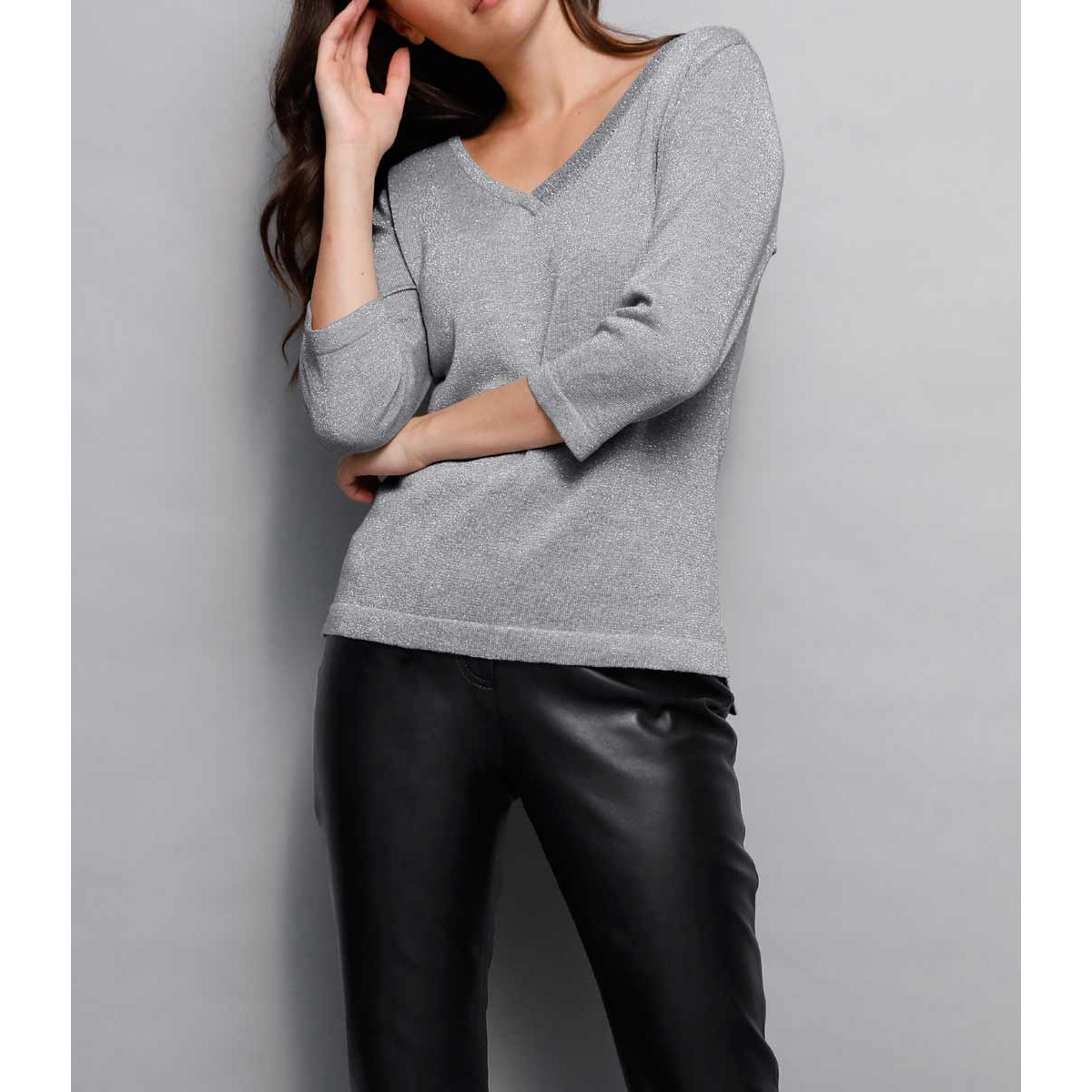 New wool sweater with strass silver