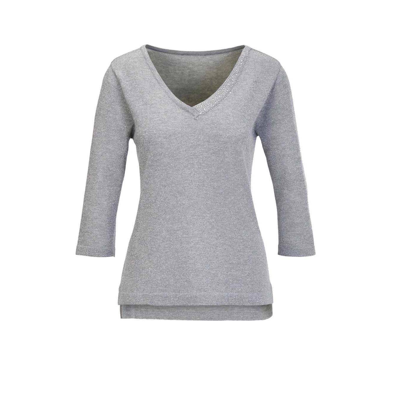 New wool sweater with strass silver