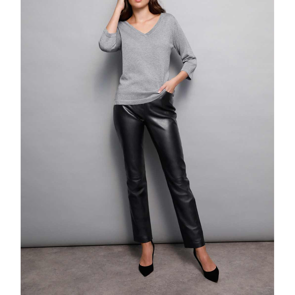 New wool sweater with strass silver