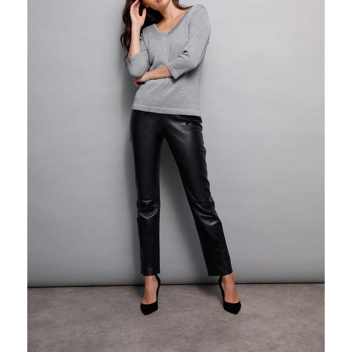 New wool sweater with strass silver