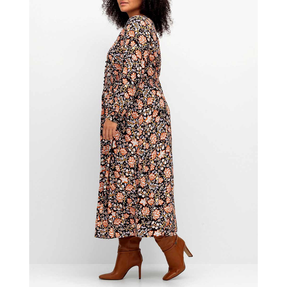 Marken-Maxi-Druckkleid schwarz-bunt
