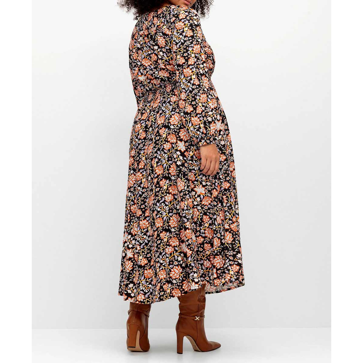 Marken-Maxi-Druckkleid schwarz-bunt