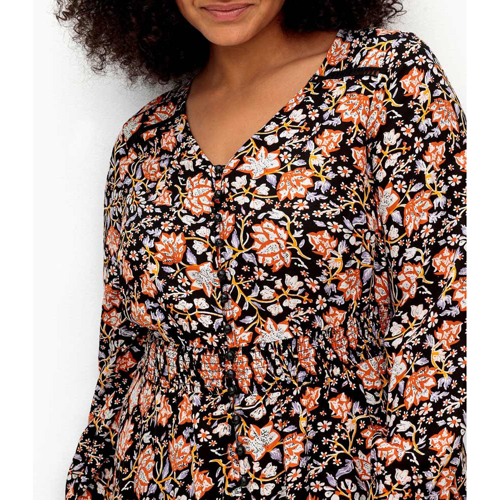 Marken-Maxi-Druckkleid schwarz-bunt