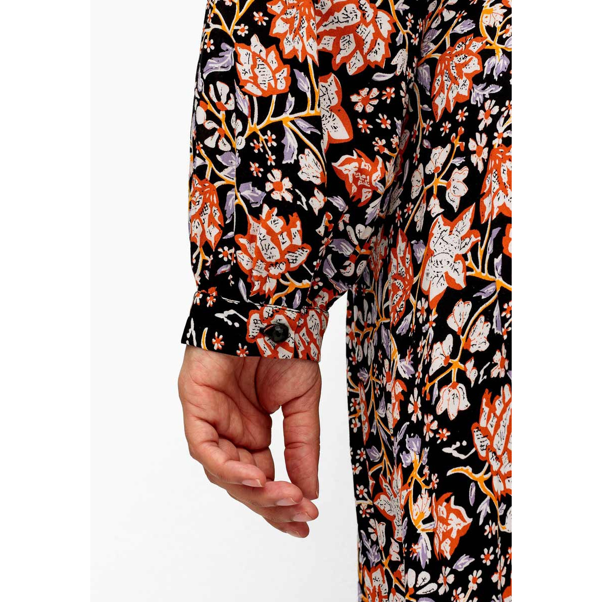 Marken-Maxi-Druckkleid schwarz-bunt