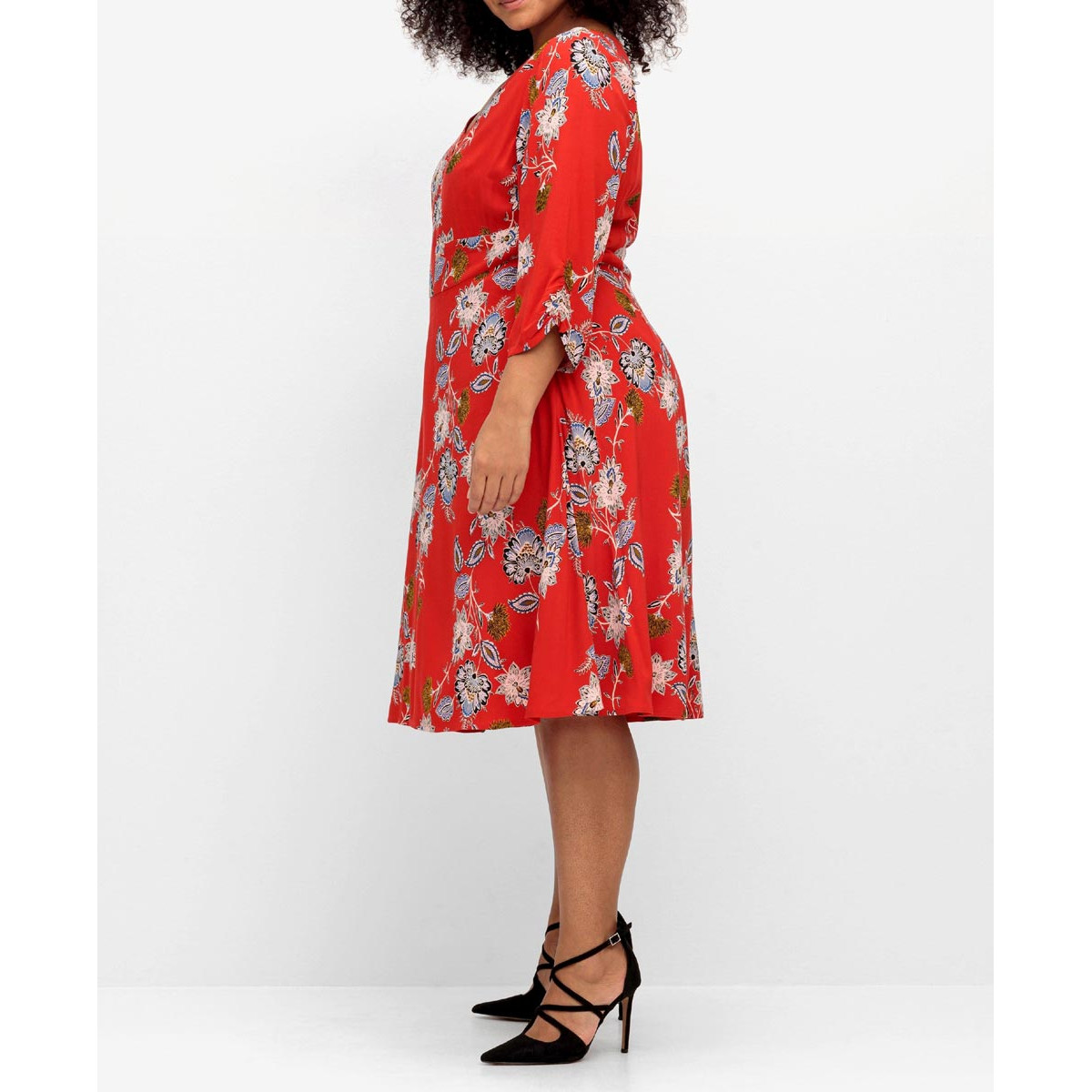 Marken-Druckkleid mohnrot-bunt