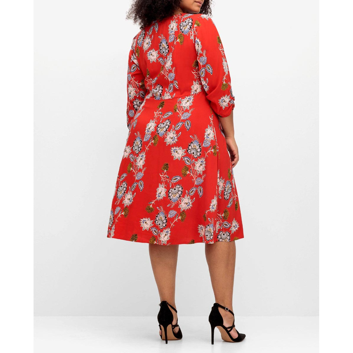 Marken-Druckkleid mohnrot-bunt