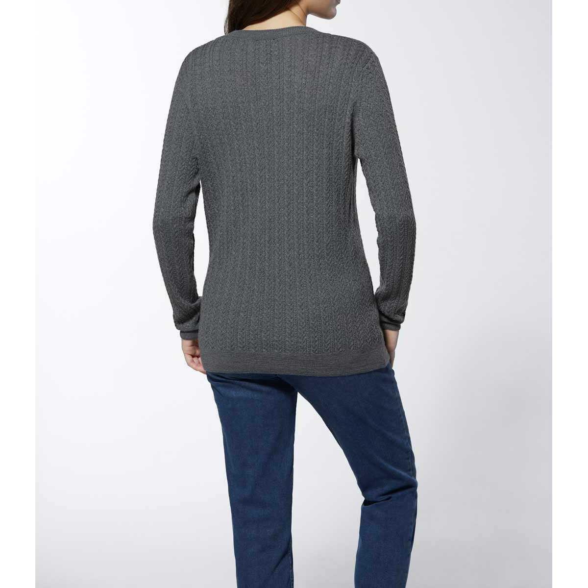 Merino-Kaschmir-Pullover grau-meliert