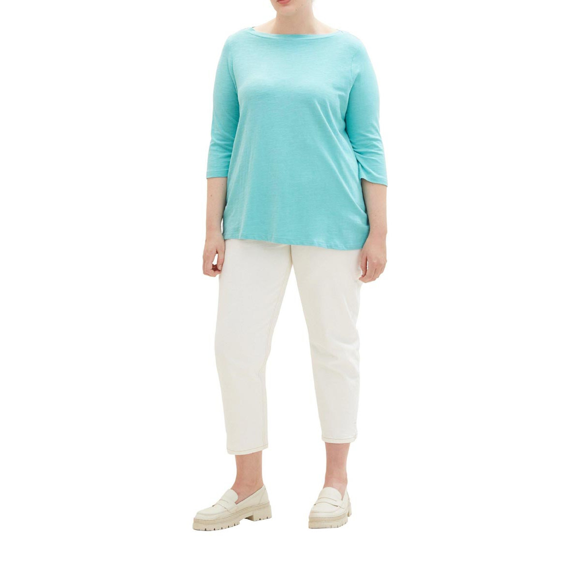 Shirt with boat neck turquoise