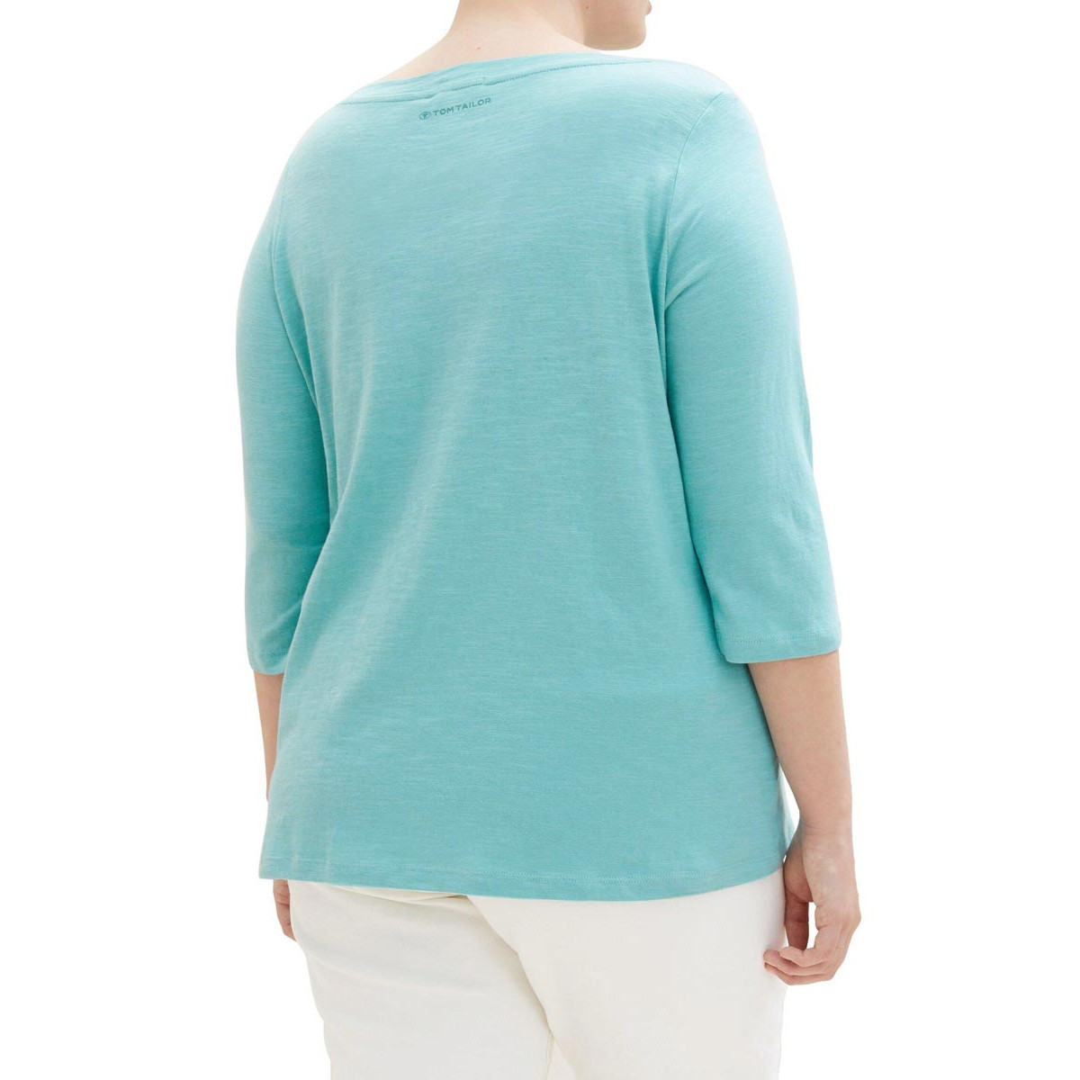Shirt with boat neck turquoise