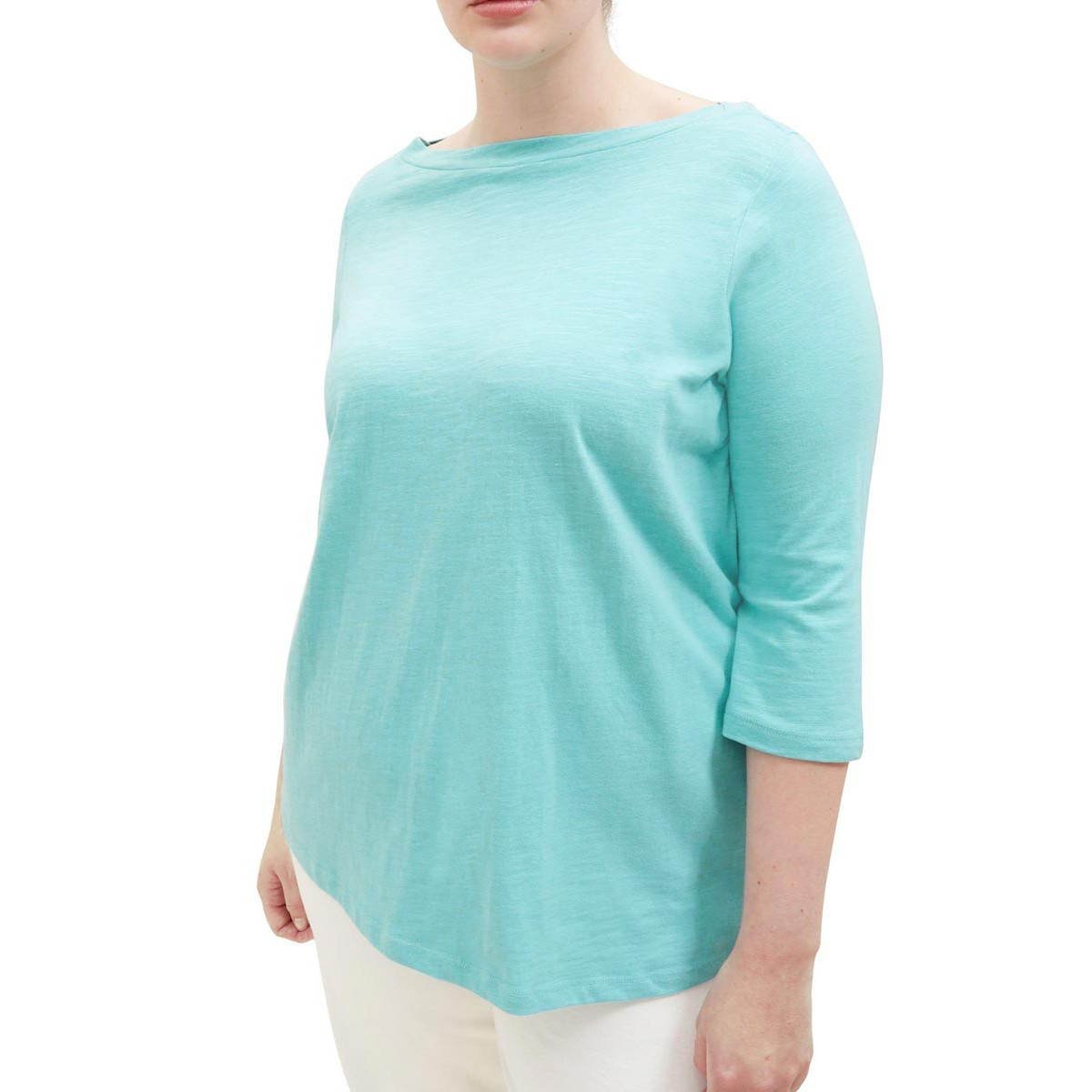 Shirt with boat neck turquoise