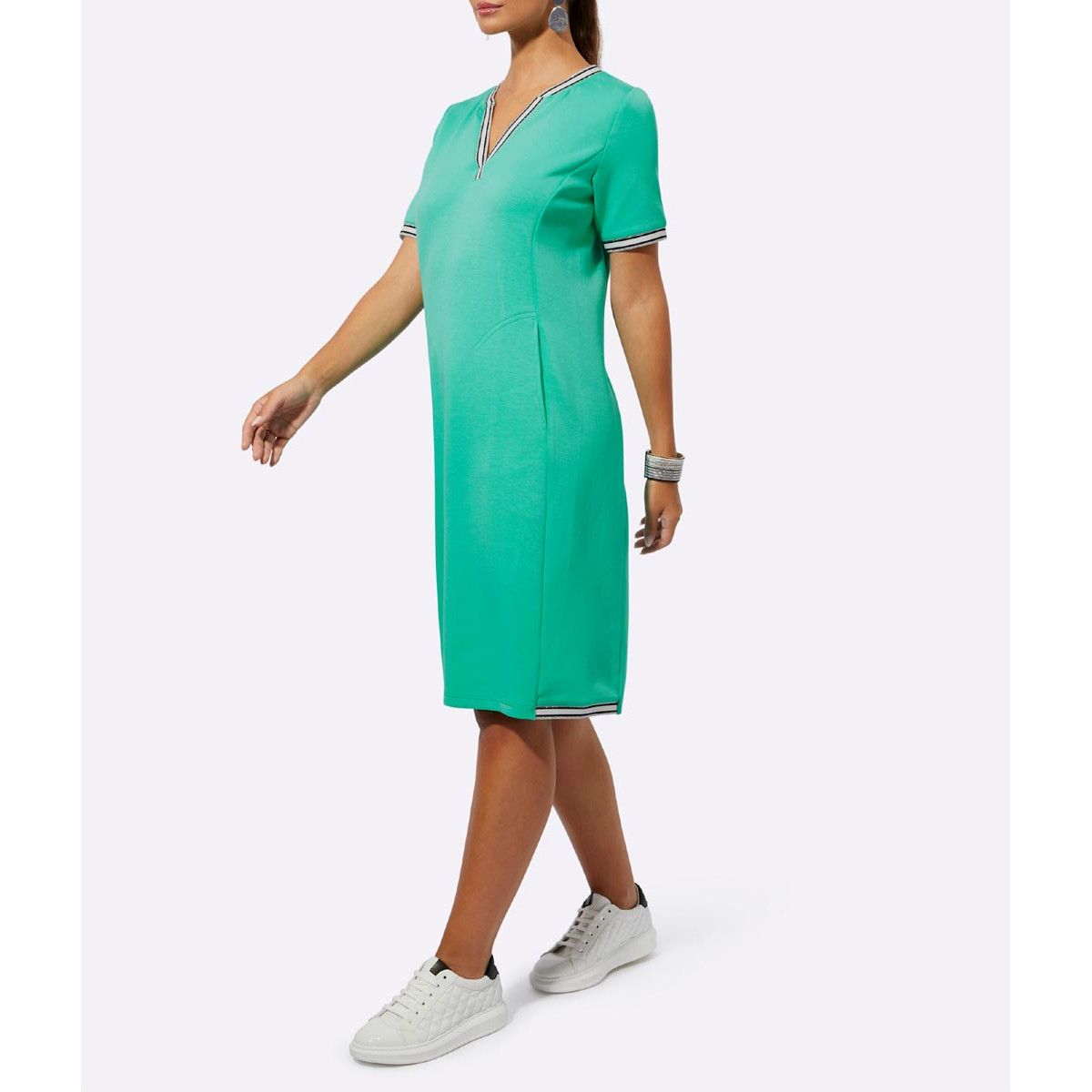 Jersey-Stretchkleid m. Glitzerband mintgrün
