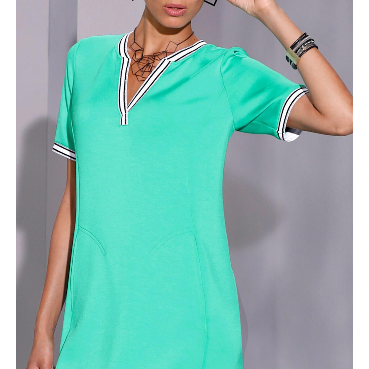 Jersey-Stretchkleid m. Glitzerband mintgrün