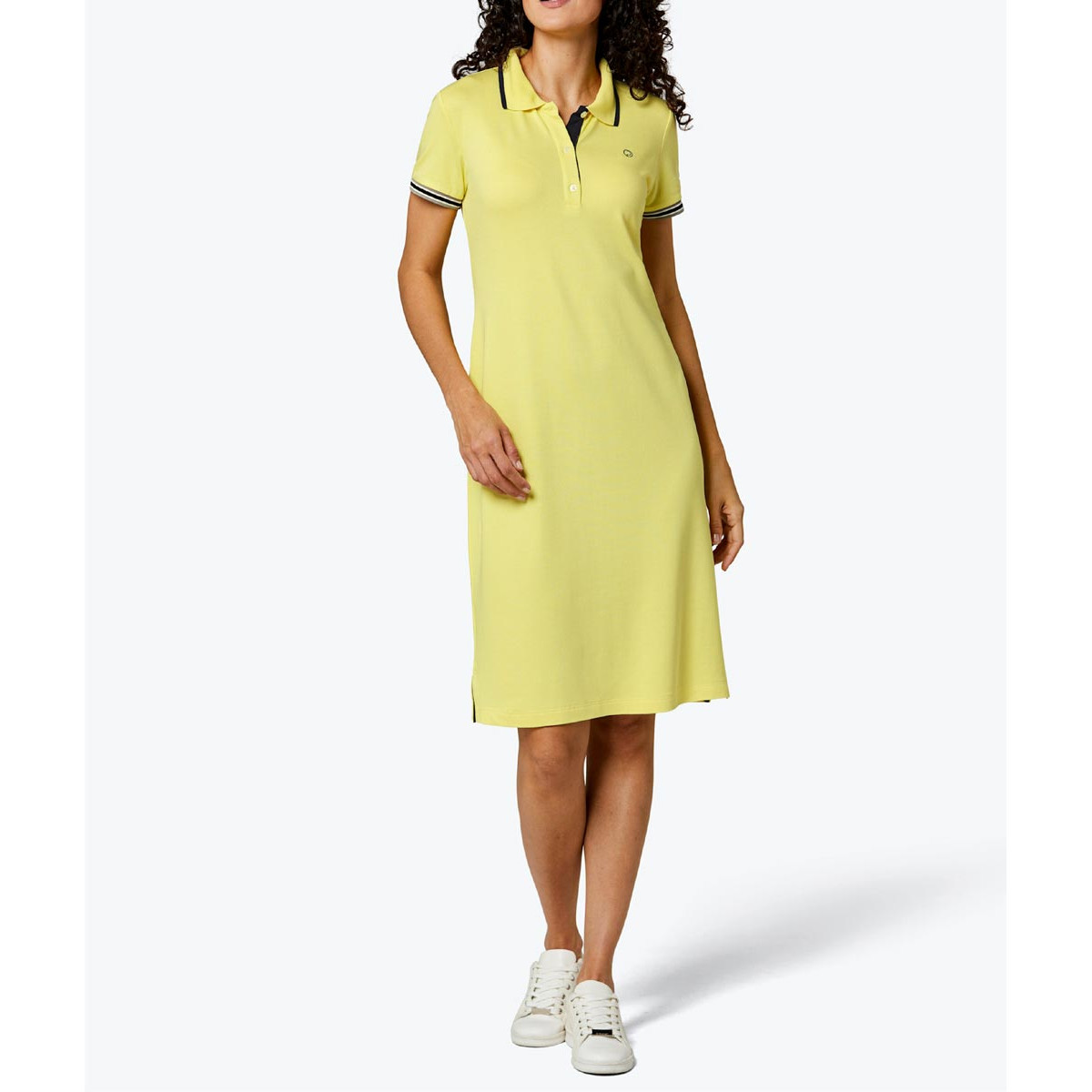Modal-Pikee-Kleid m.Polokragen zitrone