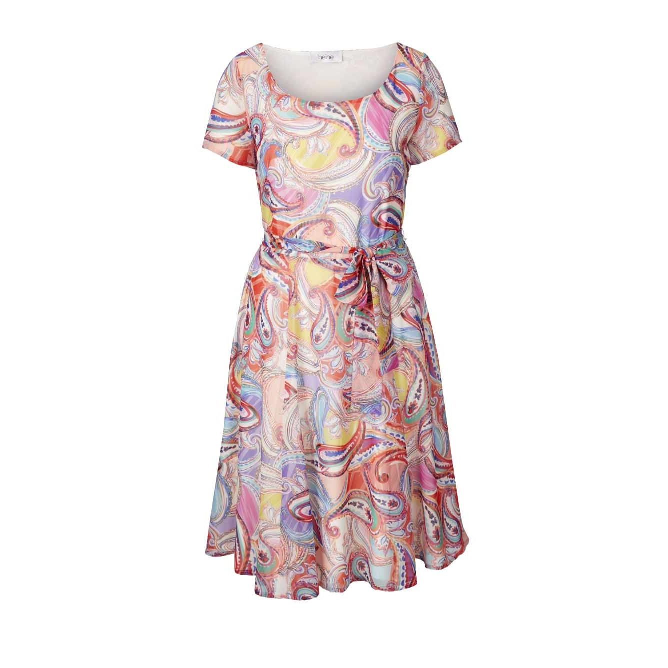 Chiffon dress with belt multicolour