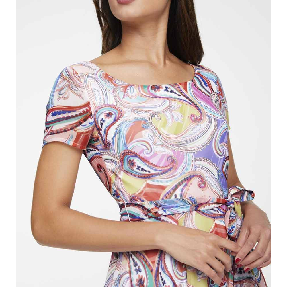 Chiffon dress with belt multicolour