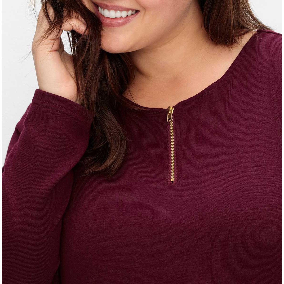 2-in-1 Shirt m. Chiffonfutter weinrot