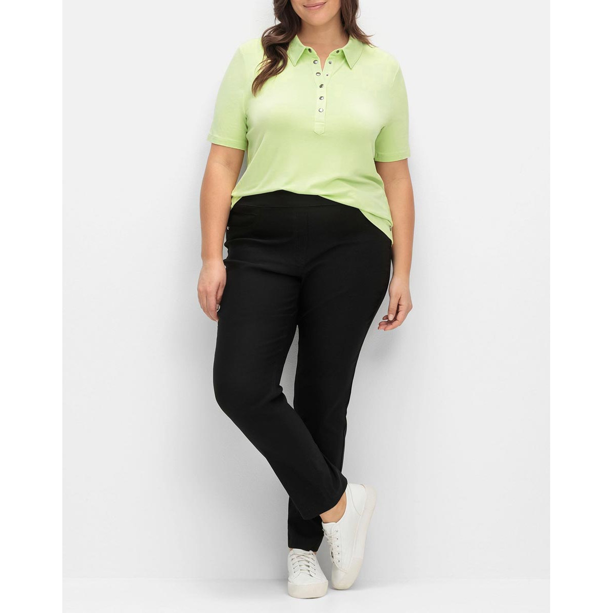 Poloshirt m. Metall-Druckknöpfen lindgrün