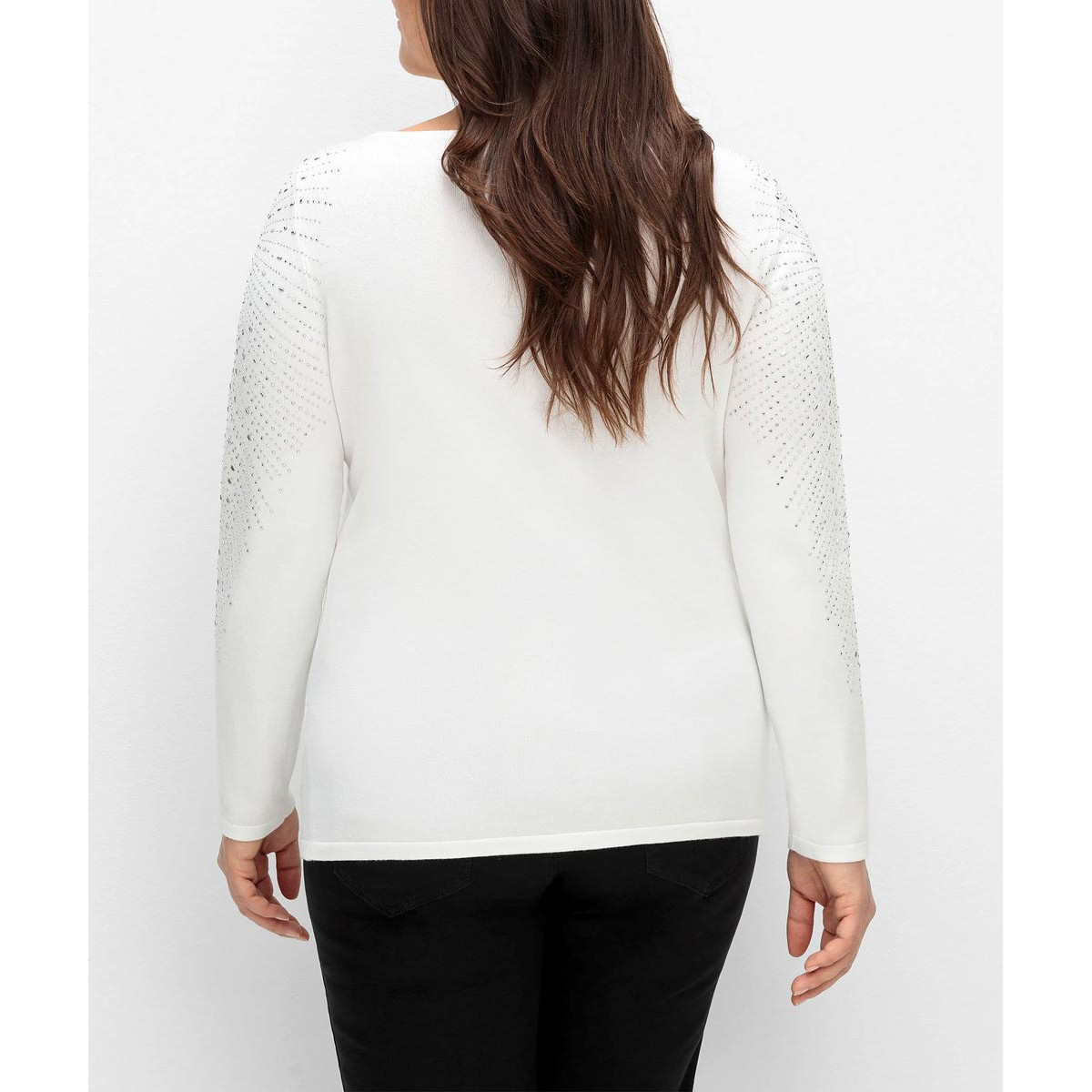 Viskose-Lyocell-Pullover m. Glitzersteinchen weiß