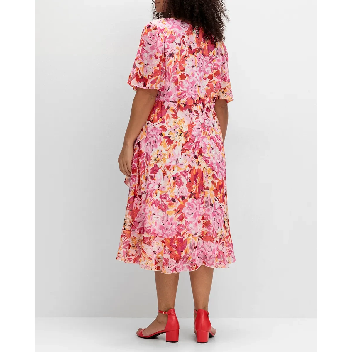 Chiffonkleid pink-gemustert