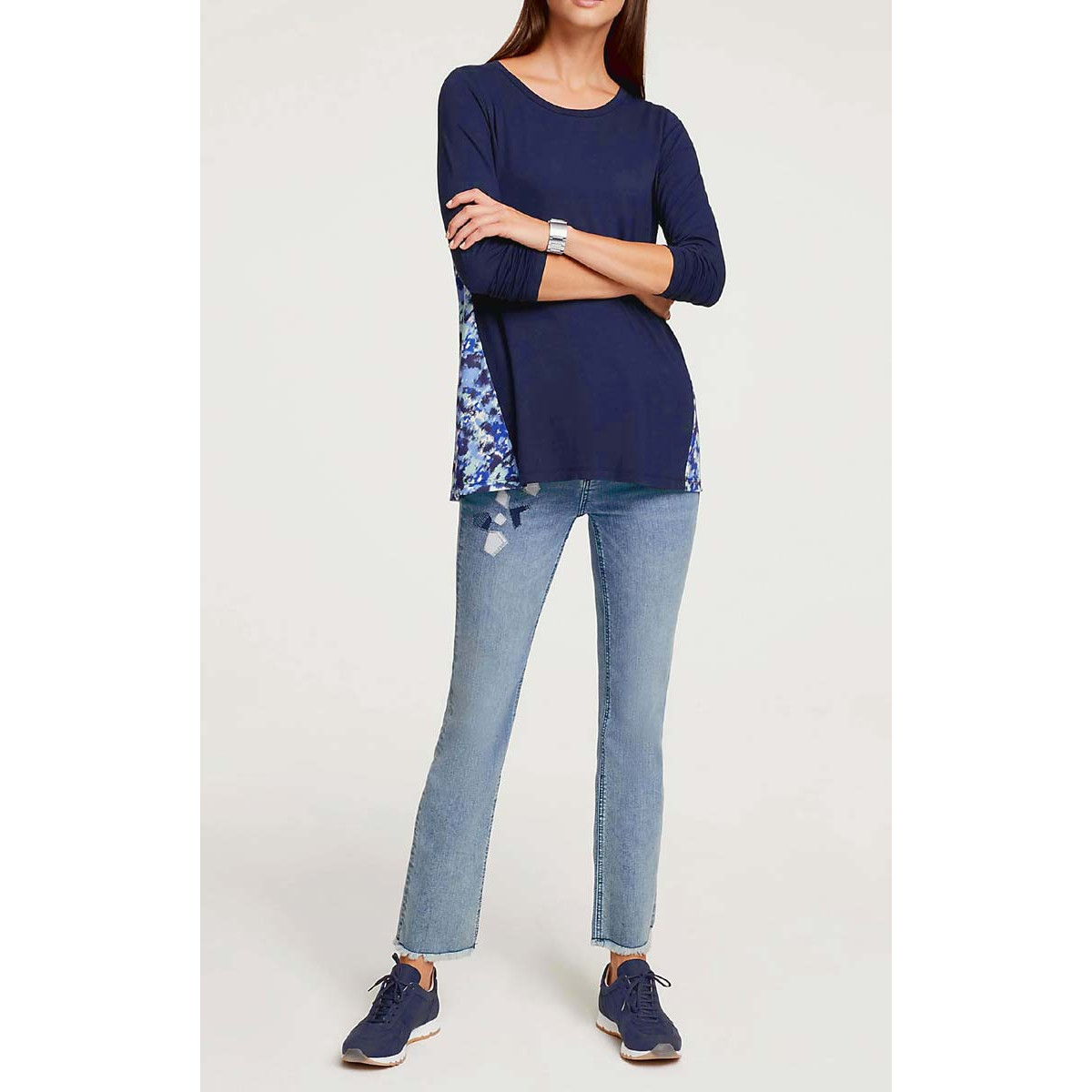 Designer-Jerseyshirt marine-bunt