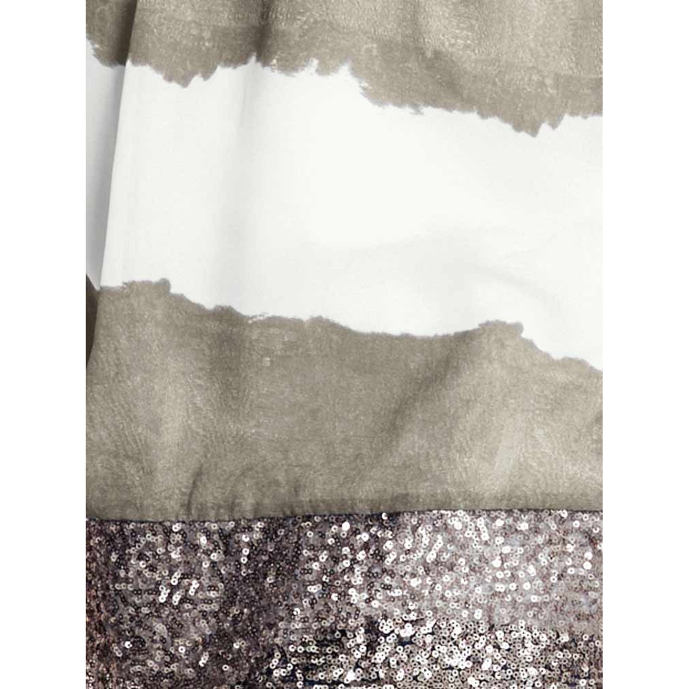Chiffonbluse khaki-weiß