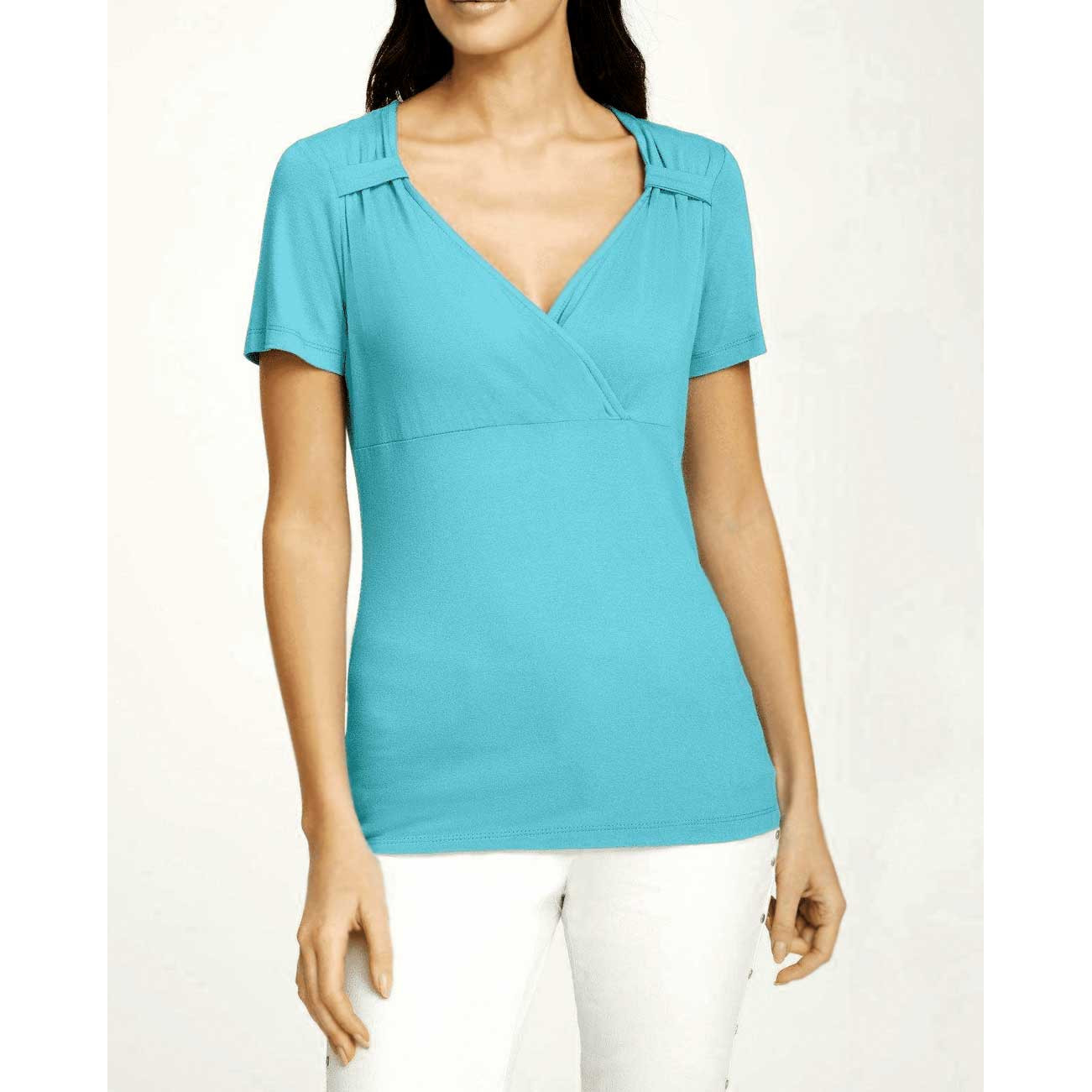 Designer-Dekolletéshirt türkis