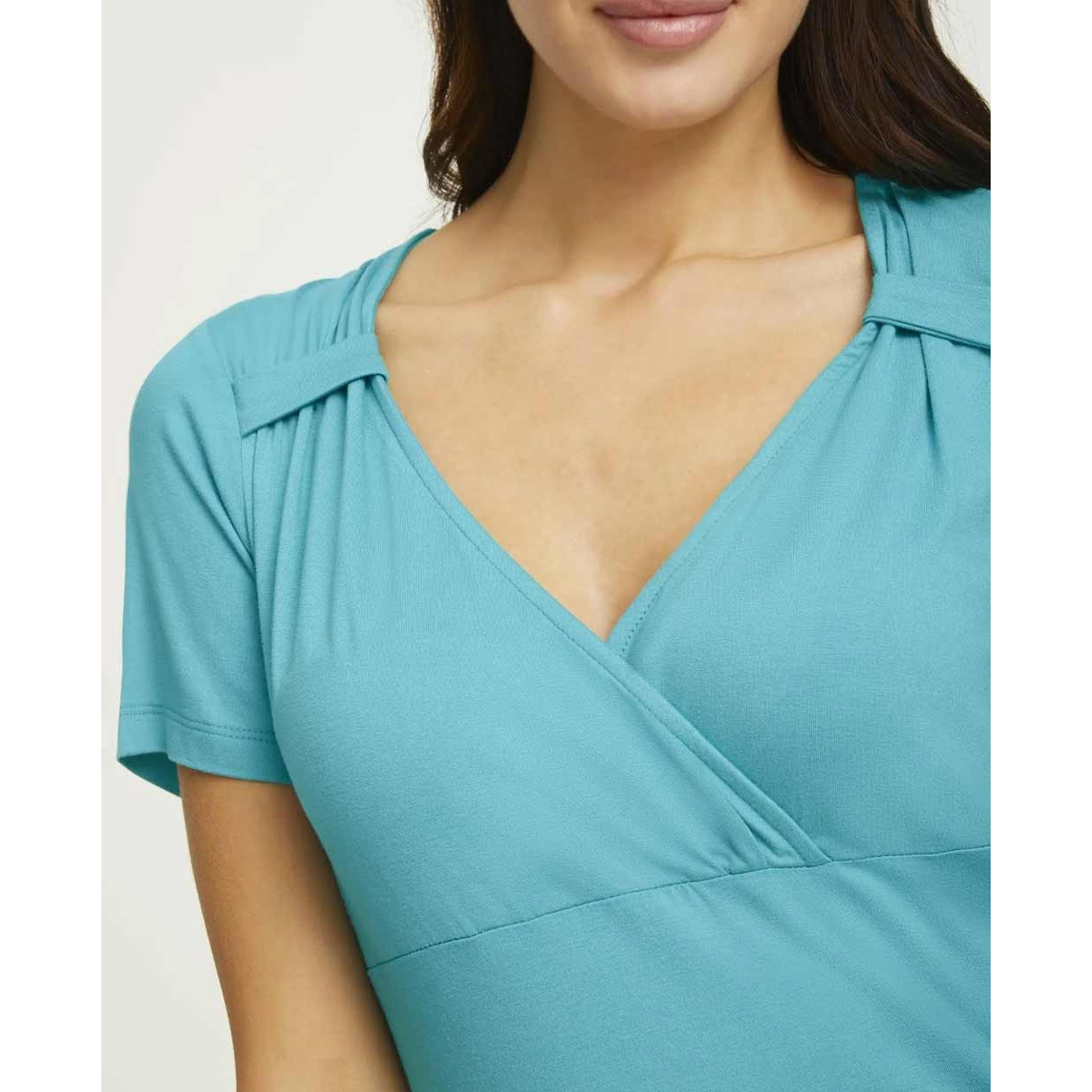 Designer-Dekolletéshirt türkis