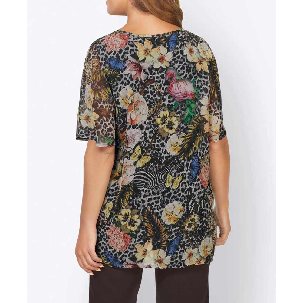 Designer-Chiffontunika schwarz-bunt