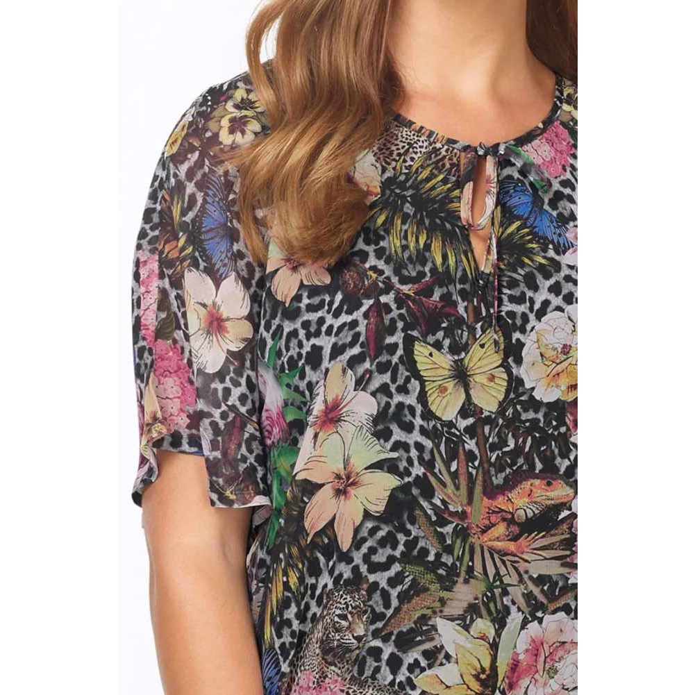 Designer-Chiffontunika schwarz-bunt