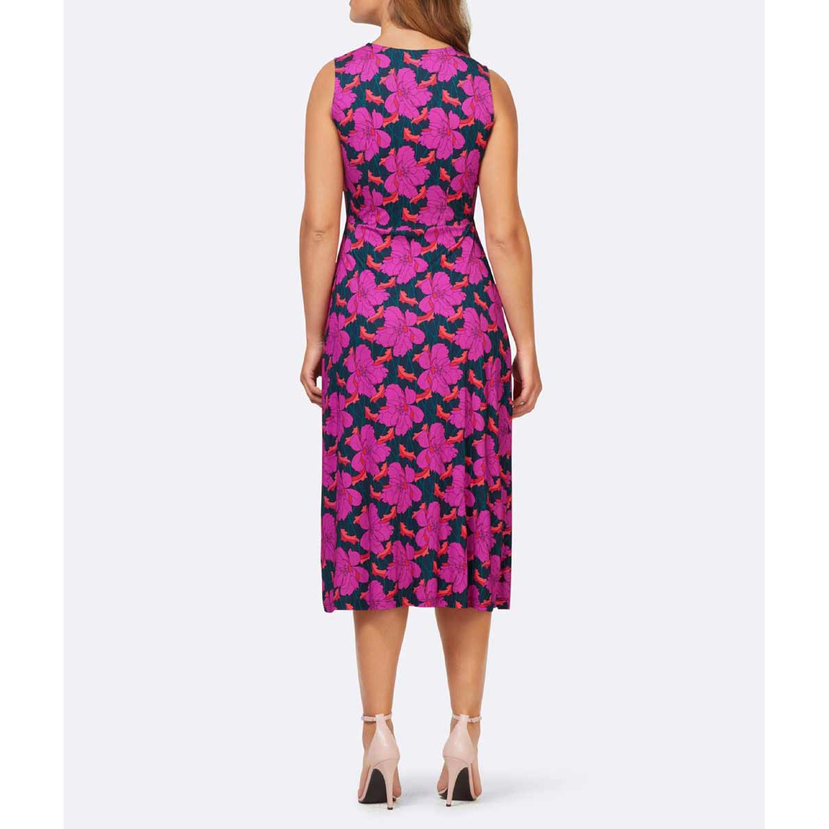Designer-Jerseykleid dunkelblau-fuchsia