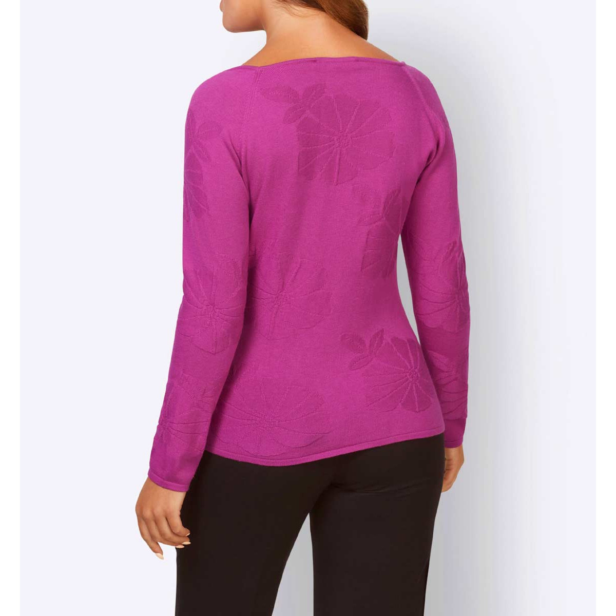 Designer-Pullover m. Seide fuchsia