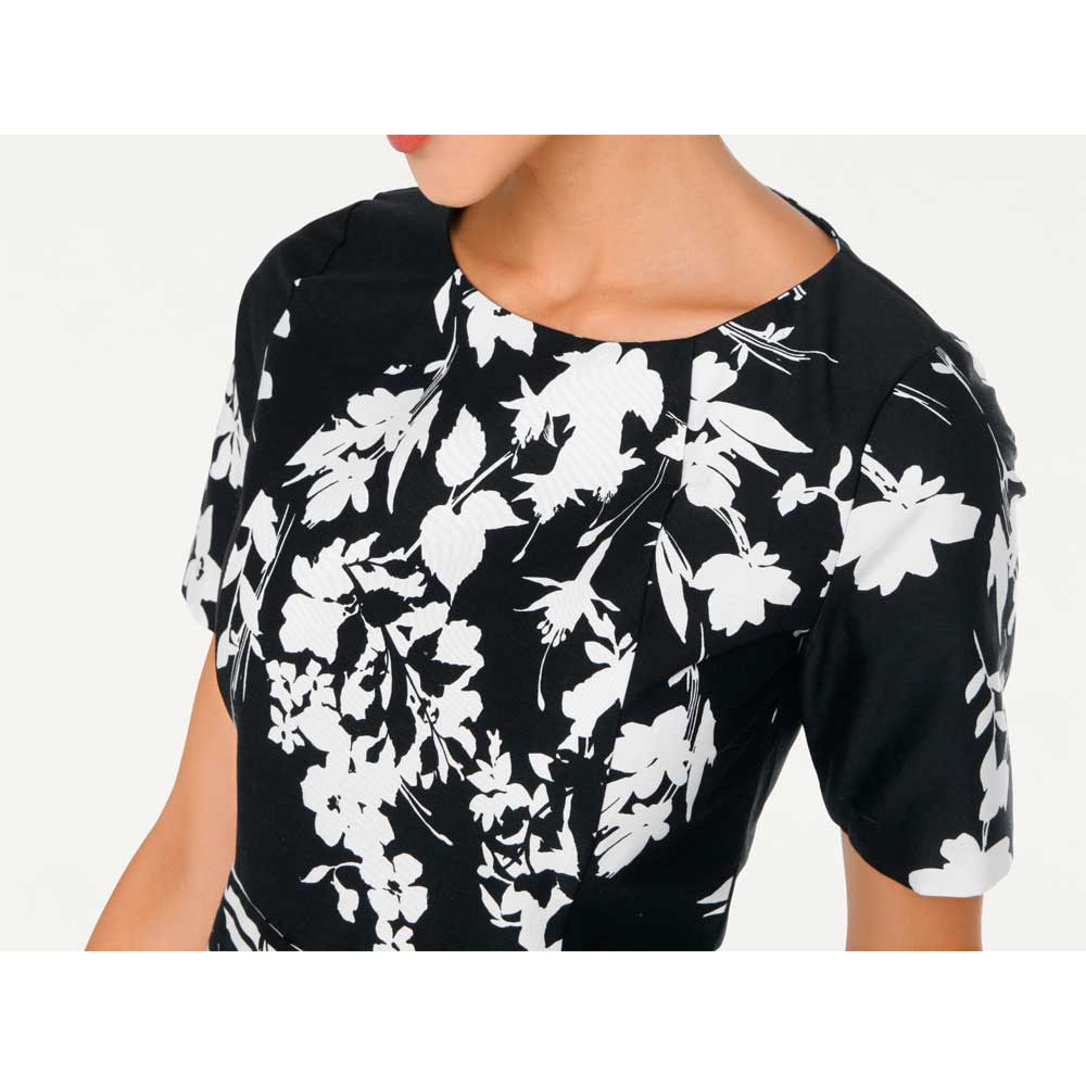 Designer-Druckkleid schwarz-weiß