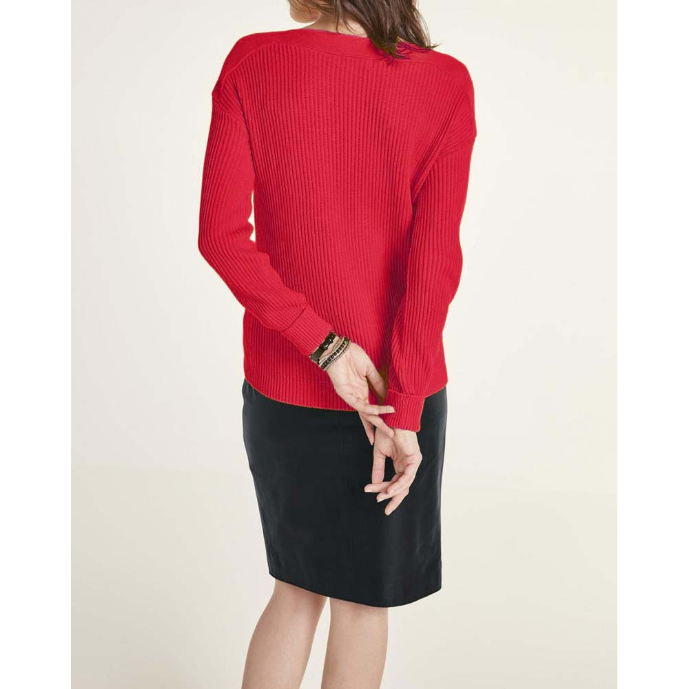 U-Boot-Pullover m. Zierknöpfen rot