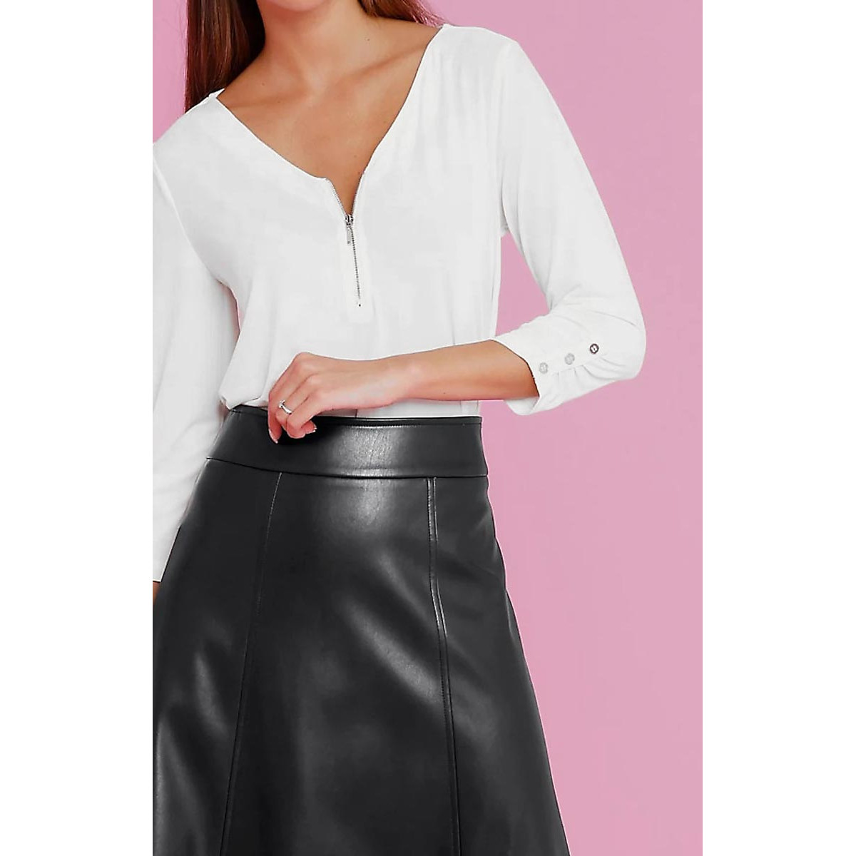 Designer-Lederimitat-Rock schwarz