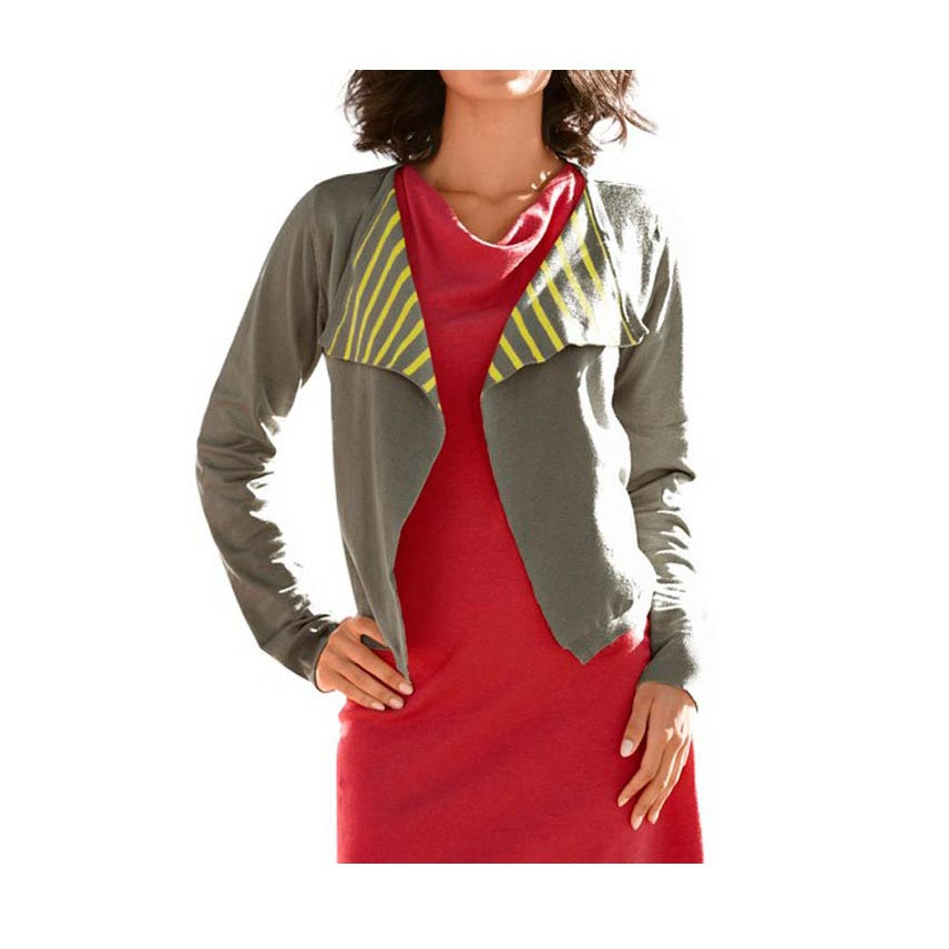 Strickjacke khaki-gelb