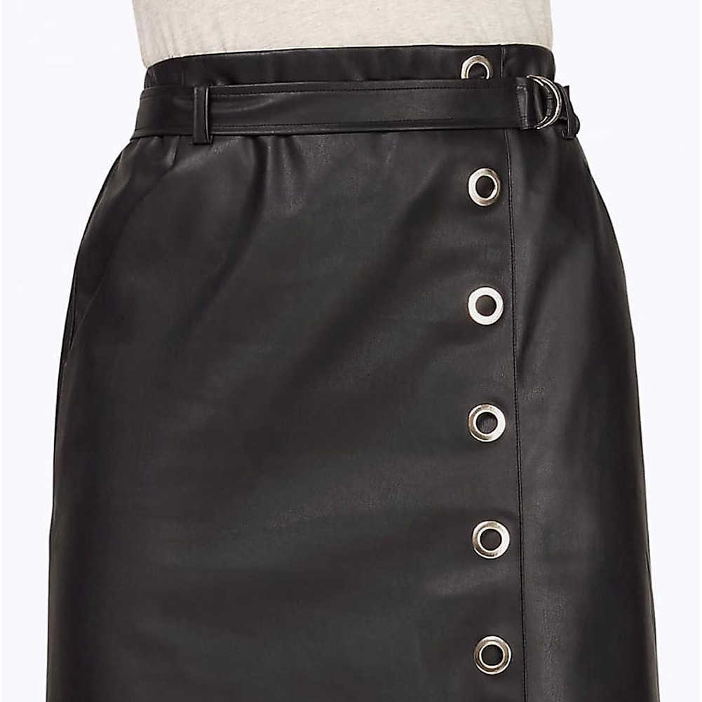 Designer-Lederimitatrock m. Gürtel schwarz