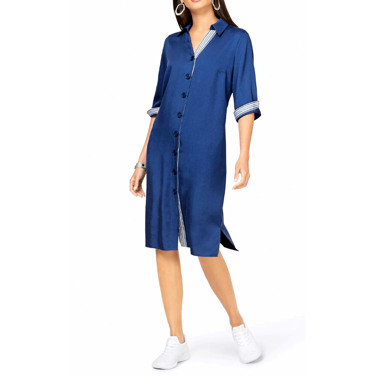 Blusenhemd-Kleid royalblau