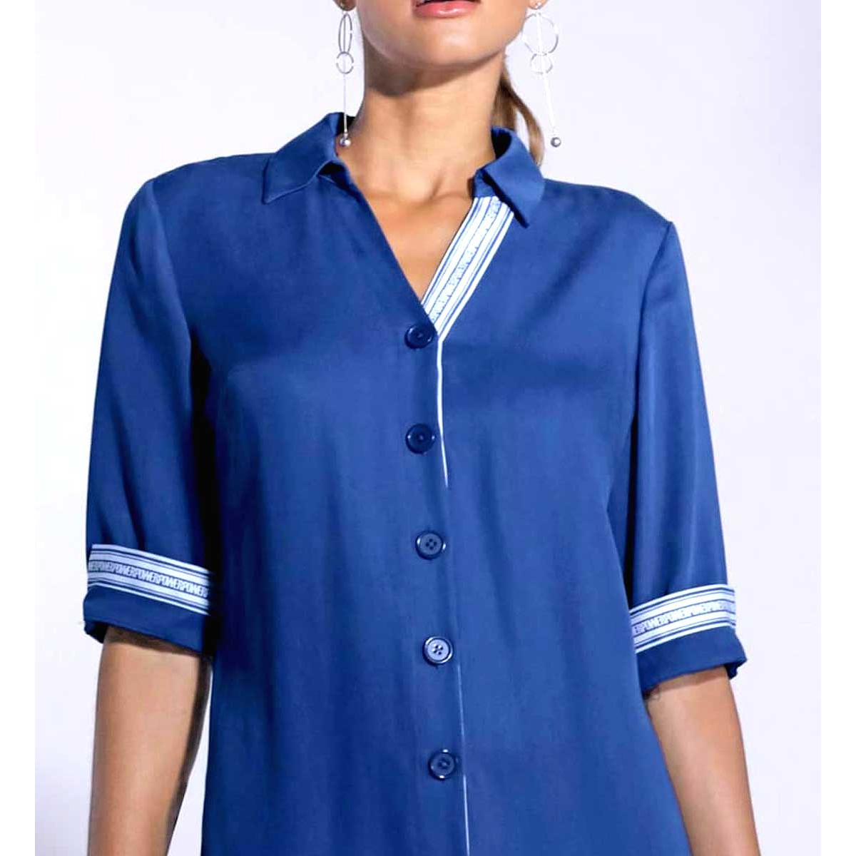 Blusenhemd-Kleid royalblau
