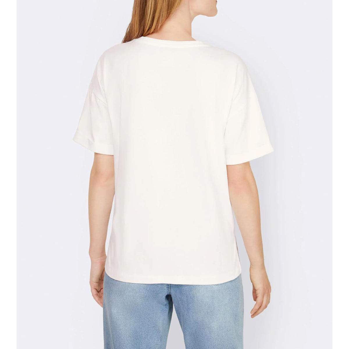 Designer-Shirt m. Perlen weiß