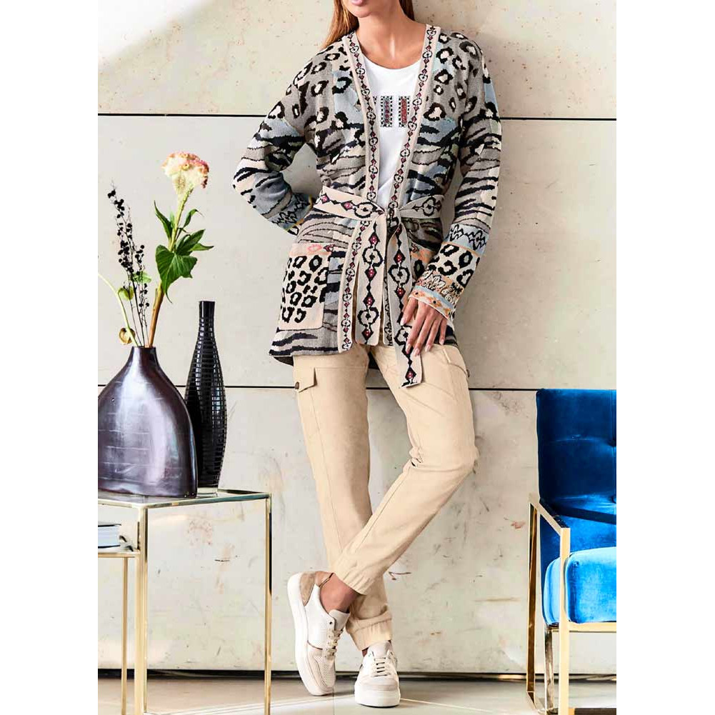Designer-Strickjacke sesam-bunt