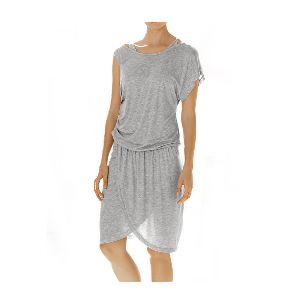 Designer-Kleid m. Gürtel graumelange