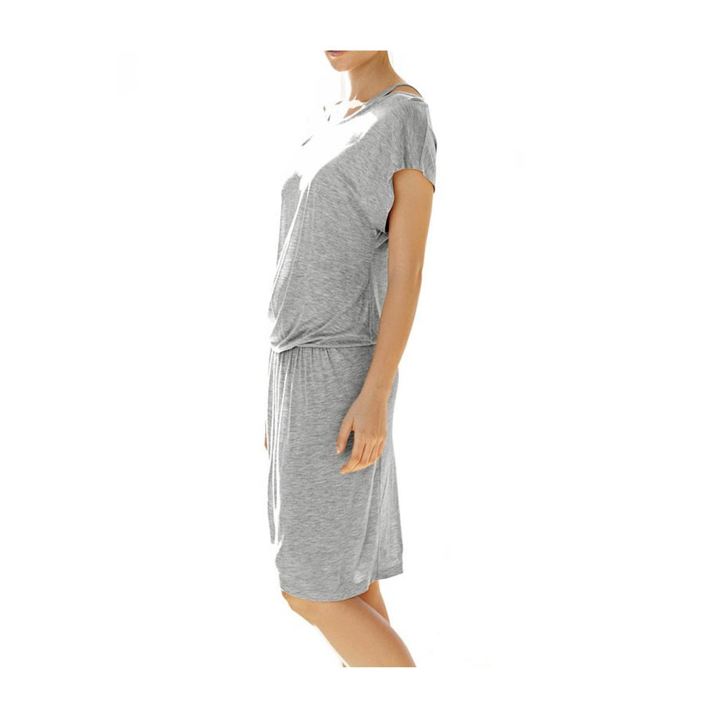 Designer-Kleid m. Gürtel graumelange