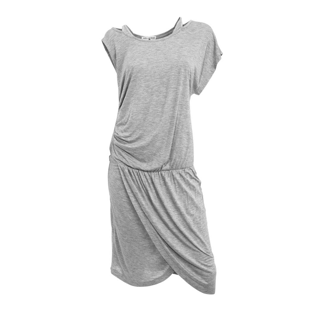 Designer-Kleid m. Gürtel graumelange