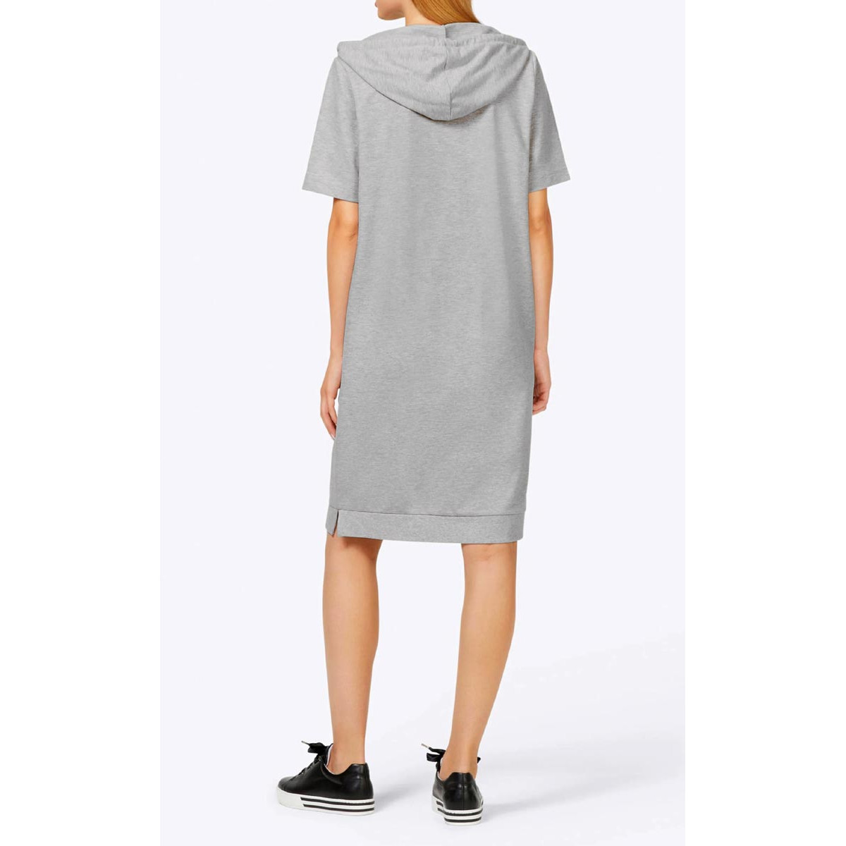 Designer-Sweatkleid m. Strass grau-meliert