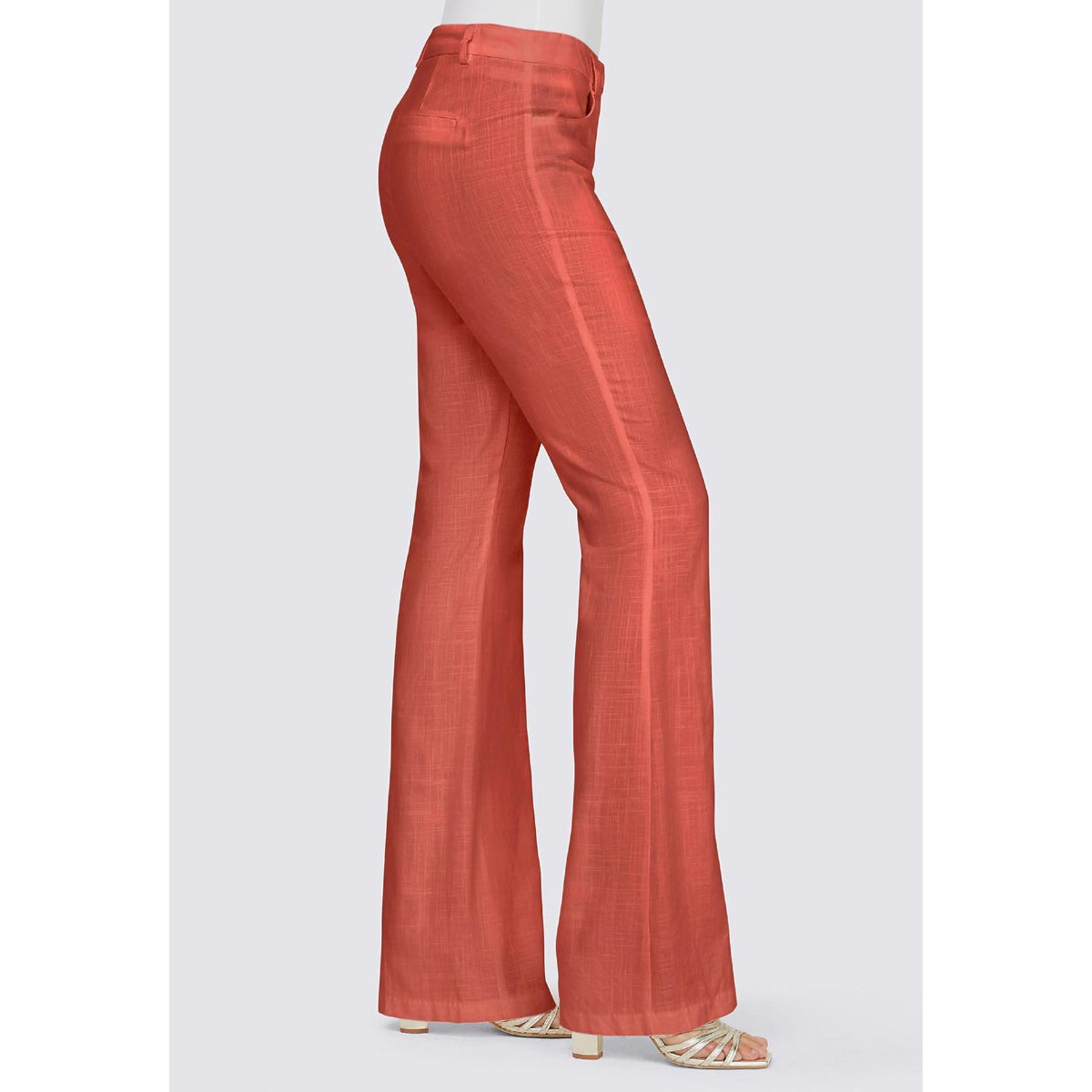 Designer-Bootcut-Leinenhose terra